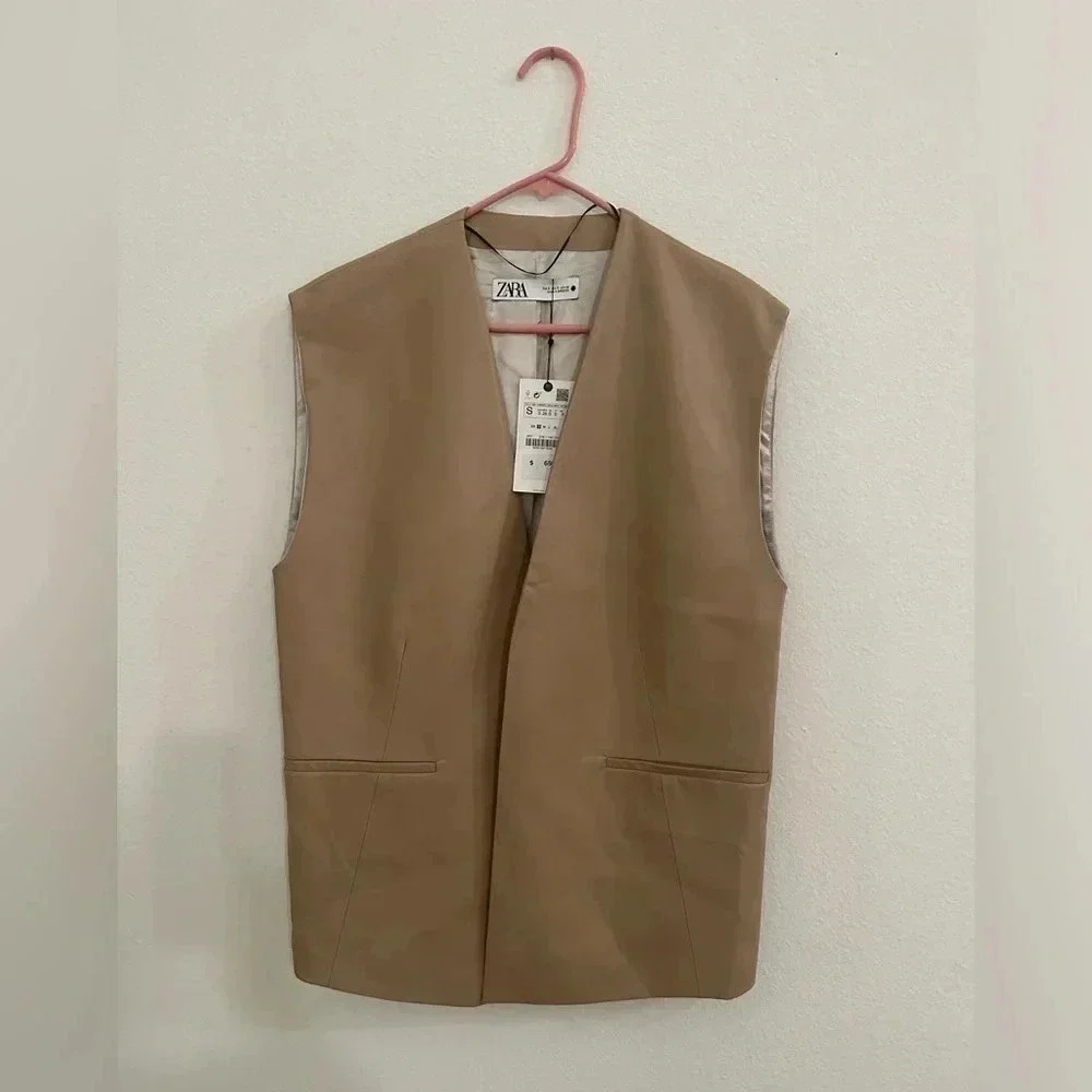 Zara faux leather vest oversized Sz Small